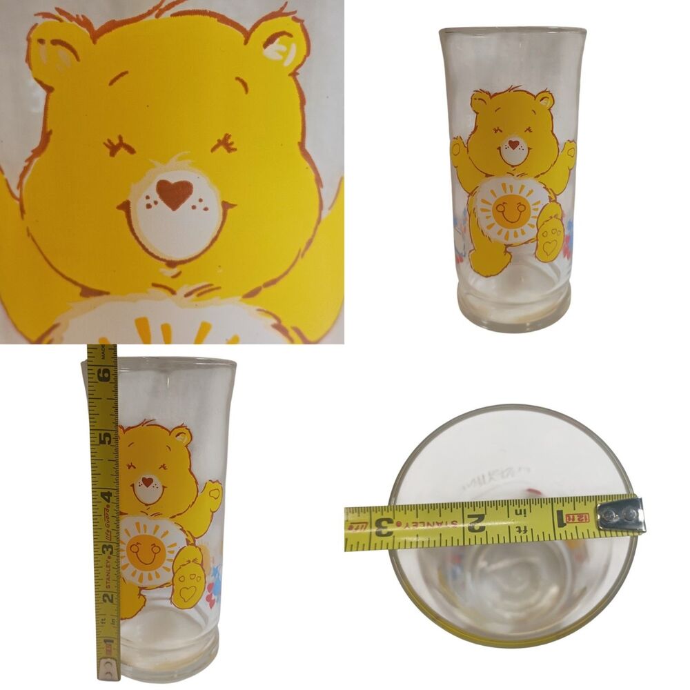 Mint Condition Vintage 1983 Pizza Hut Care Bears Glass Funshine Bear 6"